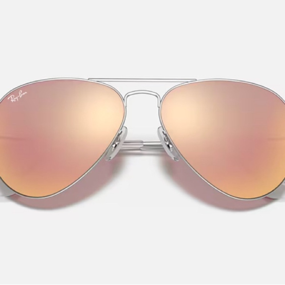 Rose Gold / Copper Ray-Ban Aviator Flash Lenses Sunglasses with Case - Picture 2 of 12